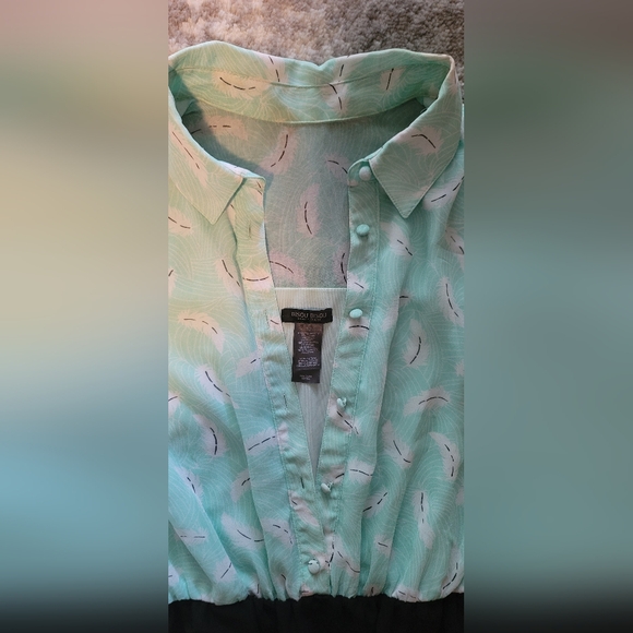 ❄️ 2/$15 - Bisou Bisou Sleeveless Mint/Black Hi-Low Collared Dress (12) - Picture 2 of 3